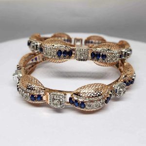 Brazalete de Lujo en Oro Rosa de 14K con Diamante Cultivado en Laboratorio de 10.80Ct y Piedra Azul, Certificado GH SI IGI, Joyería Fina al por Mayor OEM para Uso Diario - Product Image 1