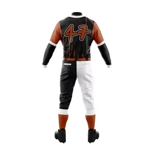 Uniforme de baseball personnalisé pour hommes, manches longues, maillot sublimé avec numéro 47, polyester respirant, vêtements de sport toutes saisons - Product Image 3