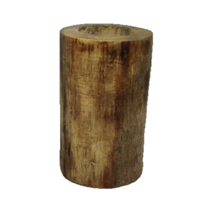 Portavelas decorativo hecho a mano de alta calidad marrón claro en forma de Pilar medio personalizado relleno de cera de madera de mango Natural portavelas - Product Image 1