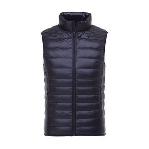 Chaleco Acolchado de Plumón sin Mangas para Hombre, Cuello Alto, Color Gris, Cierre de Cremallera, Cortavientos, Estilo Casual, Corte Regular, Color Sólido - Product Image 2