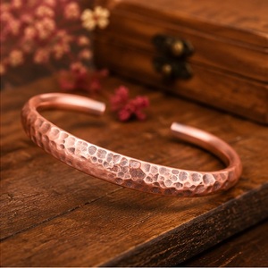 High Quality Pure Copper Hammered Bracelet Handmade Antique Copper Cuff Bangle Unisex Jewelry - Product Image 5