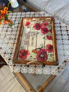 Plateau de service en bois de luxe avec plateau de service décoratif en résine époxy personnalisé avec poignées Plateau en bois personnalisable - Product Image 5