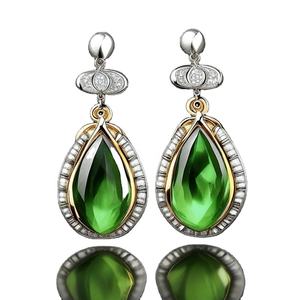 Pendientes colgantes de plata de ley 925 hechos a mano con piedras preciosas verdes Joyería de moda Suministro al por mayor - Product Image 1