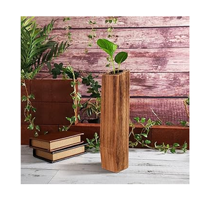 High Quality Wood Flower Vase Arrangement With Dried Flowers Minimalist Tabletop Decor Natural Material 8-12 Inch Diameter - Product Image 3