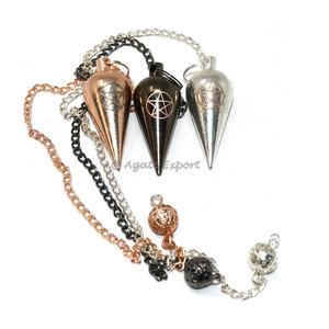 Vente en gros de pendules pentagramme étoile en pierres précieuses Pendule de chakra gravé à sept chakras Style chakra sur le thème du reiki - Product Image 5