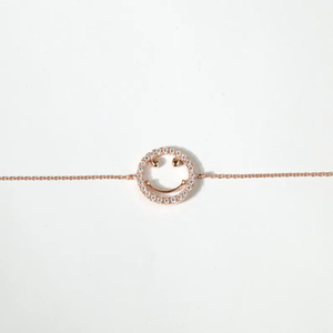 Pulsera de la Amistad con Cara Sonriente de Diamante Natural, Oro Sólido de 14K, Delicada Pulsera de Aniversario con Círculo de Diamantes Cultivados en Laboratorio, Regalo para Ella - Product Image 5