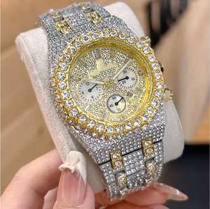 Montre de luxe pour homme, marque haut de gamme OEM ODM, montre à quartz carrée, style hip-hop, or, entièrement sertie de diamants, pour lui - Product Image 3