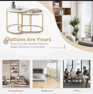 Modern Luxury Gold <b>Frame</b> Marble Top Nesting Coffee Tables Set Elegant Living Room Side Table Furniture Affordable Price - Product Image 2