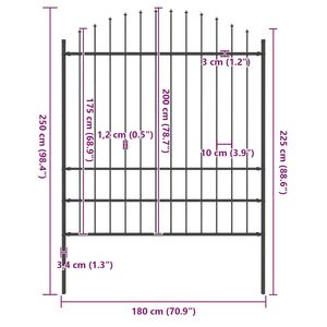 Valla de Jardín de Acero Negra con Punta de Lanza de 71.3"x78.7" y Puertas - Product Image 4