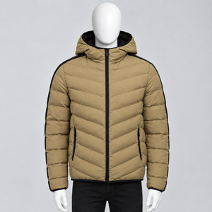 Chaqueta Acolchada con Capucha para Hombre, Cortavientos, Abrigo de Invierno, Estilo Casual, Corte Ajustado, Relleno de Poliéster, Largo Regular - Product Image 1