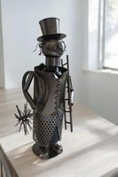 Porte-bouteille de vin vintage créatif en forme de licorne artisanale |   Porte-vin en fer jetable avec figurine de barman