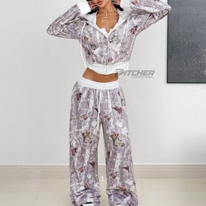 Ensemble de survêtement personnalisé pour femme à capuche, imprimé délavé à l'acide, 100 % coton, coupe classique, prix usine - Product Image 3