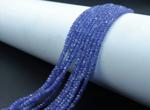 Perle rondelle à facettes en tanzanite naturelle 100% 3-5mm pour la fabrication de bijoux pierres précieuses en vrac - Product Image 6