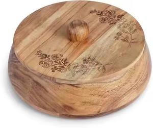 Caja de Madera Hecha a Mano de Primera Calidad para Chapati, Caja de Almacenamiento de Roti de Madera Maciza con Tapa - Product Image 3