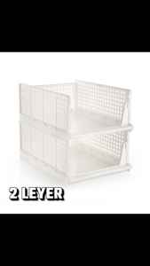 Organisateur de rangement coulissant pliant en plastique moderne de qualité supérieure à 3 étagères, empilable, autoportant, pour salon, durable et peu encombrant - Product Image 4