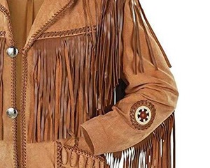 Most Sought-After <b>Men's</b> Cow Suede <b>Leather</b> <b>Jacket</b> Fringe Long Sleeve Zipper Closure Front Logo Position Winter Eco-Friendly - Product Image 5