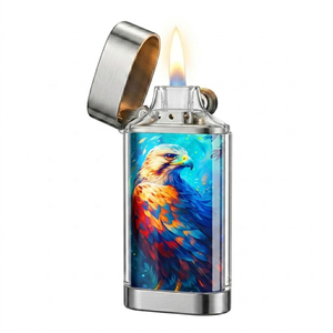 Briquet Falcon X de Luxe en Métal, Coupe-Vent, Rechargeable à l'Huile, Design Classique Gravé Personnalisé, Stock Français - Product Image 3