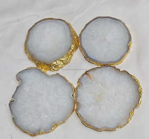 High Quality Natural White <b>Agate</b> Slice <b>Coaster</b> Polished Stone Drink Holder Home Decor Wholesale Gift Custom Table Accessory Supp - Product Image 2