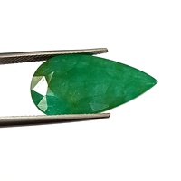 Pierre précieuse naturelle émeraude verte zambienne facettée en forme de poire de 13,45 carats, 13,3x25x6,3mm, Sapphire Gems International pour bijoux