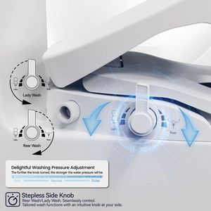 Sedile WC Bidet Intelligente con Seduta Riscaldata Regolabile e Temperatura e Pressione dell'Acqua Automatiche, Ugello Automatico, Bidet Portatile - Product Image 6