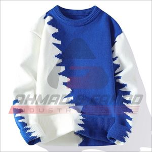 Men's Black White Geometric Knitted <b>Sweater</b> Casual Autumn Wear - Product Image 4