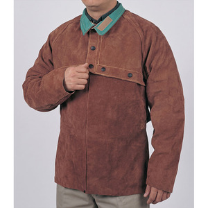 Chaqueta de Soldadura de Cuero Vacuno Marrón JNM SAFETY, Certificada CE, Resistente al Calor 1000°C, Impermeable, Nivel de Seguridad Reflectante - Product Image 5
