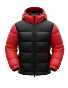 Chaqueta acolchada negra y roja para hombre, abrigo de invierno con capucha, cálido, con cremallera, estilo urbano, elegante, ajustado al cuerpo - Product Image 1