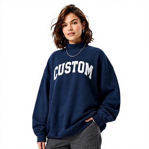 Sweat-shirt décontracté pour femme, col montant, style ample, streetwear, chaud et confortable, tissu polaire respirant, service OEM - Product Image 1