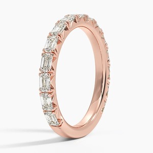 IGI Certificate CVD HPHT Lab Grown Emerald Cut Round Cut Diamond Eternity Band <b>Rings</b> 14k Rose Gold Custom Fine Engagement <b>Ring</b> - Product Image 4