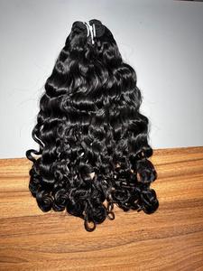 Single Donor <b>Curly</b> Texture Remy Indian Human Hair Machine Double Weft Raw Unprocessed Hair <b>Extensions</b> - Product Image 5