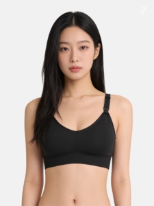 Sujetador Deportivo Inalámbrico Negro Bmama, Sujetador de Maternidad y Lactancia Cómodo y con Soporte, Relleno Extraíble, Copas B y C - Product Image 1