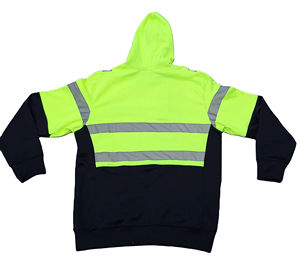 Sweat à capuche homme en molleton 100% coton haute visibilité réfléchissant, léger, imperméable, coupe oversize, manches longues, pour le travail en automne - Product Image 5