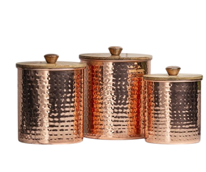 Contenants de stockage alimentaire en cuivre design avec couvercle, fabrication artisanale, design vintage pour la conservation des épices en cuisine, boîte en métal - Product Image 5