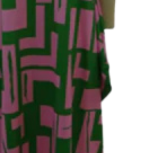 AKA Vestido geométrico con bolsillos para mujer, rosa, verde, manga corta, informal, midi, holgado, para uso diario, atuendo de moda - Product Image 3