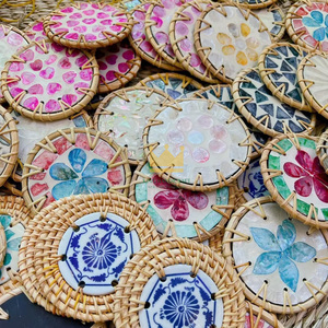 Venta caliente 2025 Posavasos de sublimación de cerámica redonda Tapete de aislamiento térmico tejido de ratán Categoría de Producto popular en Vietnam - Product Image 6