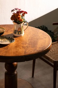 Modern <b>Round</b> <b>Solid</b> <b>Wood</b> <b>Dining</b> <b>Table</b> Set | Premium Sheesham <b>Wood</b> 4-6 Seater <b>Dining</b> Furniture | Jodhpur Handicraft - Product Image 2