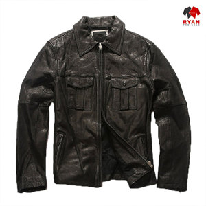 แจ็คเก็ตหนังแท้แบบสั่งทำพิเศษสำหรับผู้ชาย ยี่ห้อ Ryan Pro Gear เนื้อผ้านุ่มสบาย ระบายอากาศได้ดี พร้อมโลโก้แบบสั่งทำ - Product Image 3