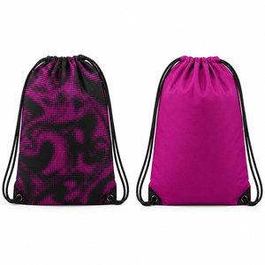Mochila Morada con Cordón Ajustable y Estampado de Camuflaje Negro, Bolsa Deportiva de Poliéster Unisex Ligera y de Gran Capacidad - Product Image 1