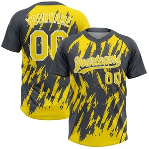 Custom Team Baseball Jersey Digital Printed Polyester Quick Dry Fitted Sports Shirt <b>Henley</b> Neck with Name and Number - Product Image 5