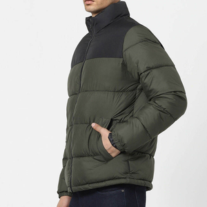 <b>Men's</b> Color Blocking <b>Puffer</b> Jacket Stand Collar Zipper Quilted Winter <b>Coat</b> - Product Image 2