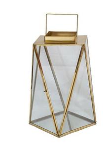 Lanterne porte-bougie en métal doré et verre de qualité supérieure, style moderne décoratif vintage, pour suspension ou présentation sur table, idéale pour les événements intérieurs - Product Image 3
