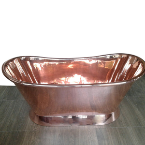 Handmade Copper Bathtub Perla Luxury Freestanding Copper Soaking Tub for Home Bathroom Spa Hotel Resort and Villa - Product Image 1