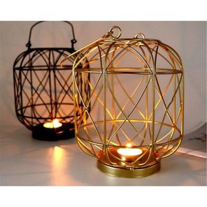 Portavelas Colgante de Metal Geométrico Moderno, Decorativo, Tipo Jaula de Pájaro, para Velas de Té, para Hogar y Bodas, Venta al Por Mayor - Product Image 1
