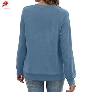 ZHOST INTERNATIONAL SPORTS <b>Women</b> <b>V</b>-<b>neck</b> Long Sleeve <b>Sweatshirt</b> Solid Color Casual Spring Pullover Breathable Eco-Friendly Front - Product Image 2