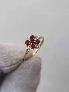 Bague vintage en rubis, coupe ronde, argent sterling 925, plaqué or 14 carats, rubis rouge, bague de fiançailles, de mariage, pierre de naissance - Product Image 5