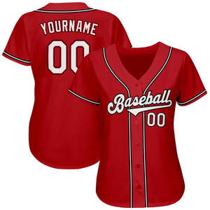 Red <b>White</b> Navy Baseball Jersey Men <b>Button</b> Down Team Uniform Breathable Lightweight Athletic Tournament Sportswear Mesh Jerseys - Product Image 2