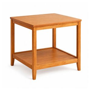 Square Coffee <b>Table</b> Solid Wood Couch <b>Side</b> <b>Table</b> with <b>Storage</b> Space, 2-Tier Wooden <b>Table</b> for Living Room, Rubber Wood <b>Side</b> <b>Table</b> - Product Image 1