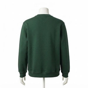 Sudadera Verde de Cuello Redondo para Hombre con Relieve Frontal, Manga Larga, Estilo Casual Urbano, Forro Polar, Venta al por Mayor Personalizada - Product Image 2