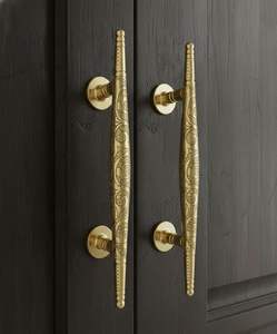 Elegante Tirador de Latón Hecho a Mano con Forma de Hoja para Puerta de Armario, Acabado Dorado, Tiradores Decorativos para Cajones de Armario, Herrajes de Lujo para Interiores, Decoración del Hogar - Product Image 2