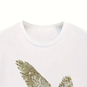 Mens Rhinestone Graphic <b>T</b> <b>Shirt</b> Fashion Crystal Detail Tee Soft Casual Top for Daily Wear Street Style Parties and Events - Product Image 3